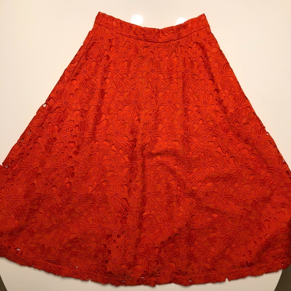 NWT Banana Republic A-Line lace-overlay skirt.